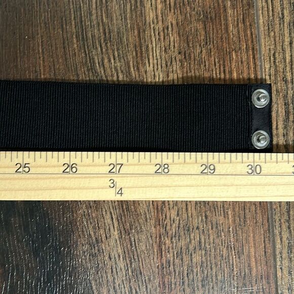 Loft Black Rhinestone Stretchy Belt Back Snap Closure Boho Minimalist - Picture 14 of 15